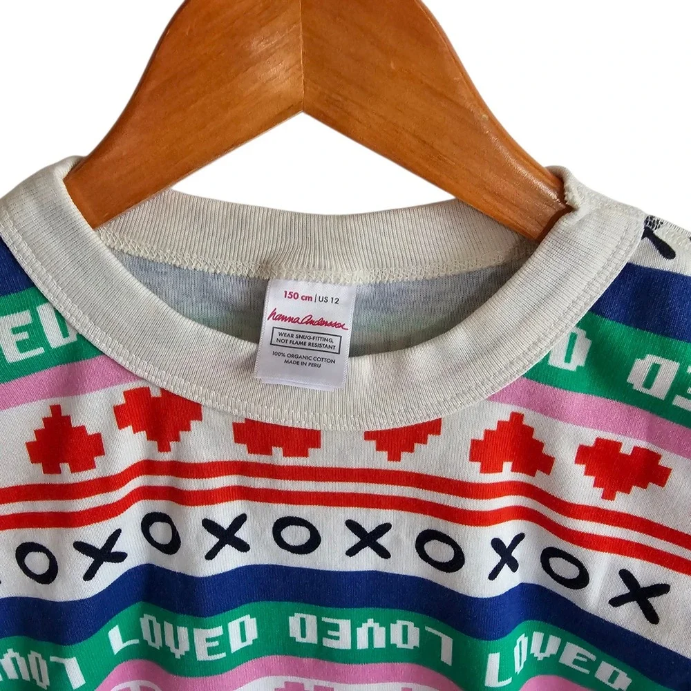 Hanna Andersson Kids Pajama Set Size 12 150 XOXO Hearts Valentine's‎ Day Organic